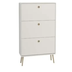 Hioshop Softline schoenenkast 3 kleppen wit