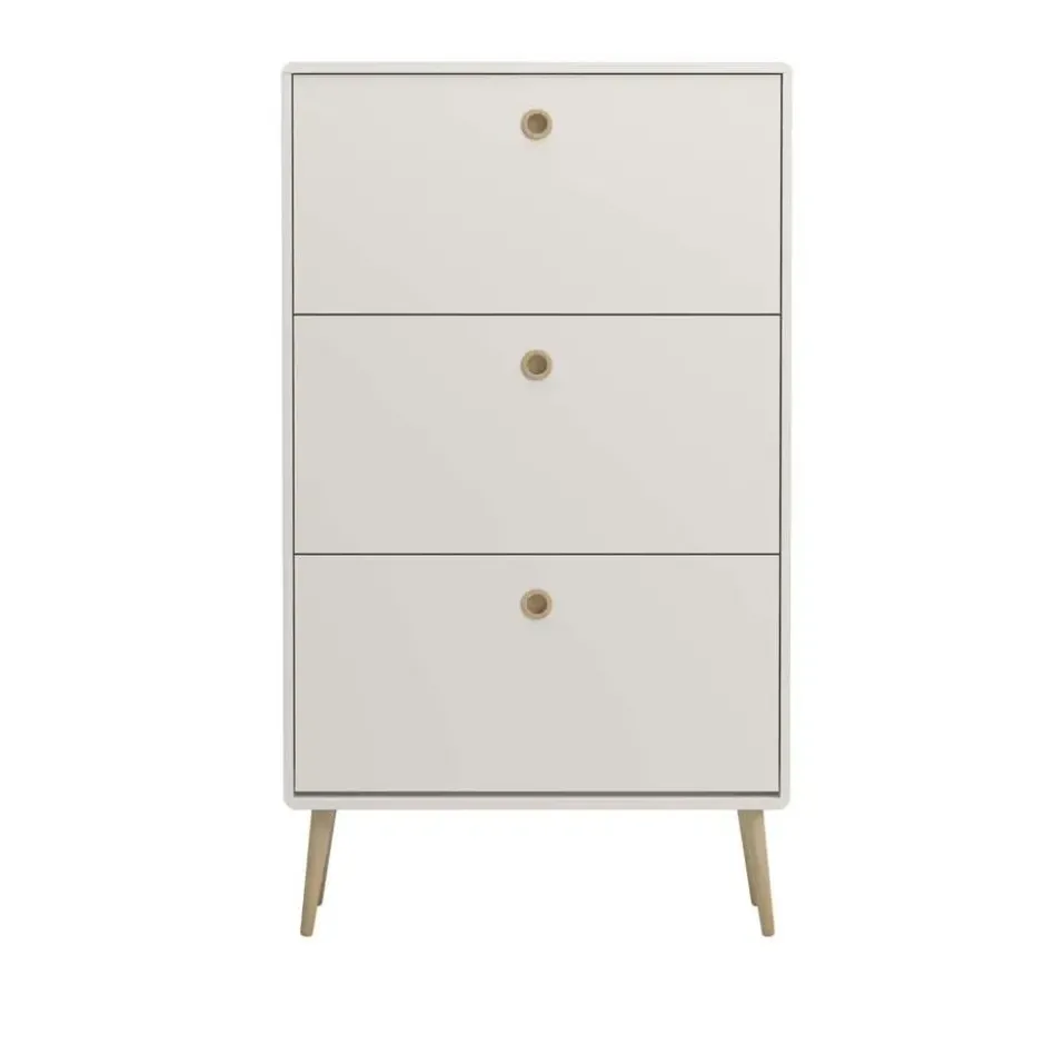 Hioshop Softline schoenenkast 3 kleppen wit