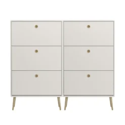 Hioshop Softline schoenenkast 6 kleppen wit