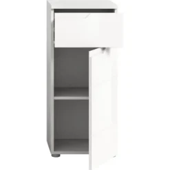 Hioshop Solero badkamerkast 1 deur- 1 lade wit hoogglans- wit