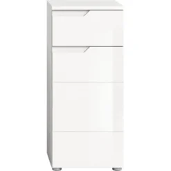 Hioshop Solero badkamerkast 1 deur- 1 lade wit hoogglans- wit