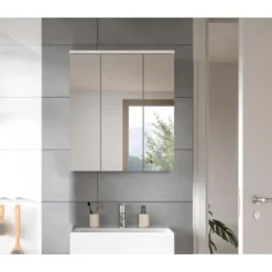 Hioshop Solero spiegelkast 3 spiegeldeuren wit hoogglans- wit
