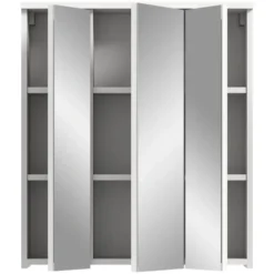 Hioshop Solero spiegelkast 3 spiegeldeuren wit hoogglans- wit