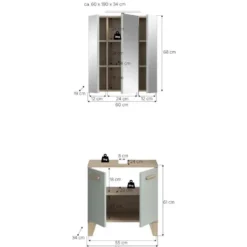 Hioshop Star badkamer incl verlichting 60cm lichtgroen