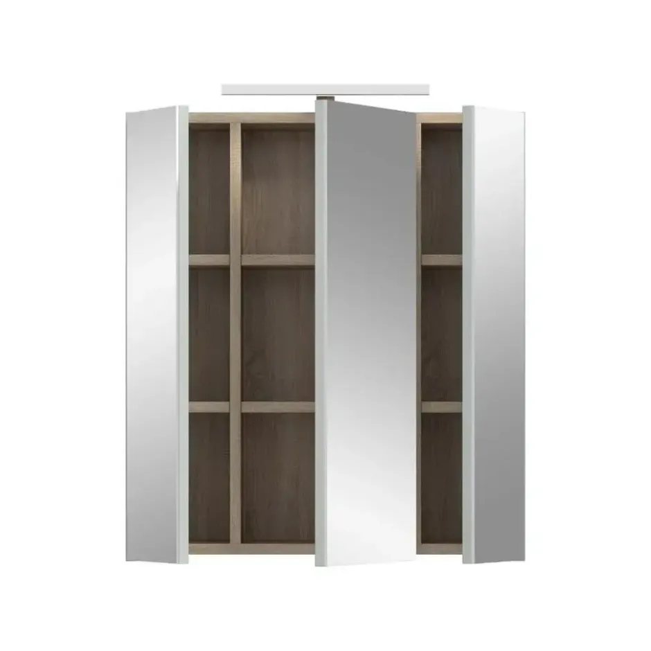 Hioshop Star spiegelkast incl verlichting 3 spiegeldeuren eik decor