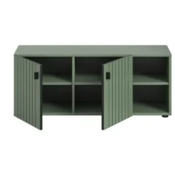 Hioshop Station bank 2 deuren- 2 planken stoffig groen