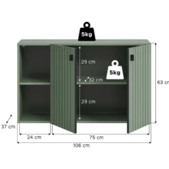 Hioshop Station schoenenkast 2 deuren- 2 planken stoffig groen