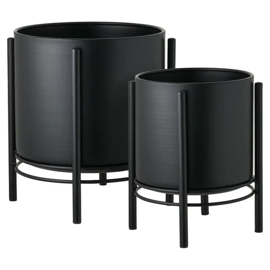 Hioshop Tilde bloempot set van 2 zwart