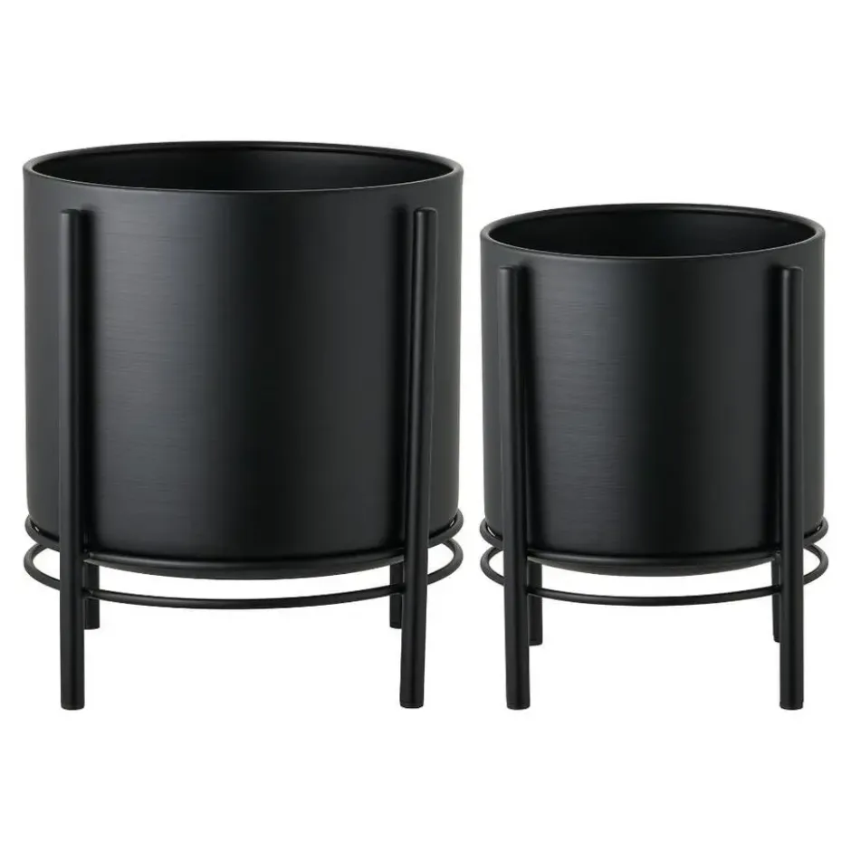 Hioshop Tilde bloempot set van 2 zwart