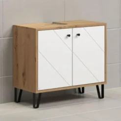 Hioshop Touch wastafel mat wit- eiken decor