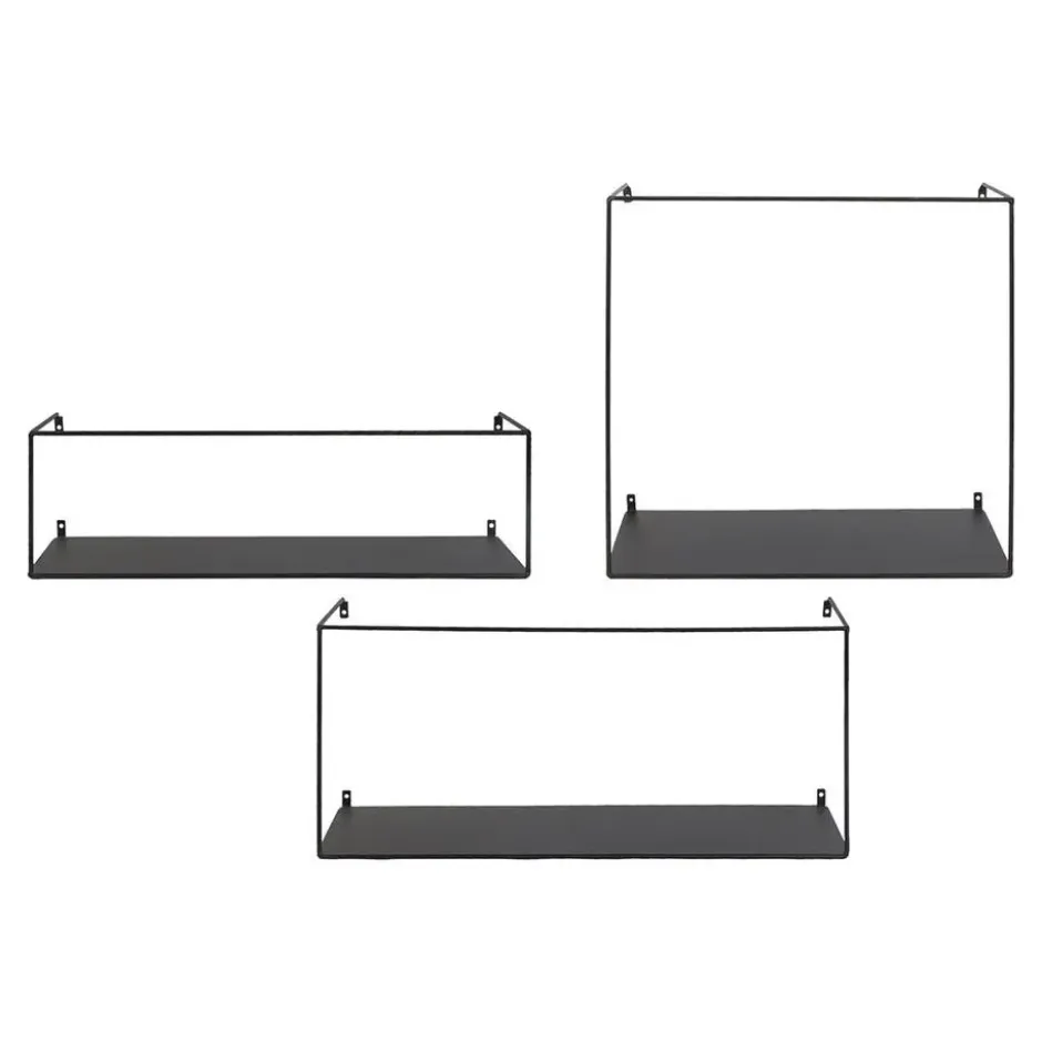 Hioshop Ulmo Wandplank set van 3 zwart