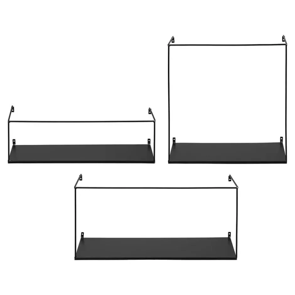 Hioshop Ulmo Wandplank set van 3 zwart