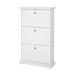 Hioshop Venedig schoenenkast met 3 klepdeuren in wit
