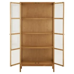 Hioshop Vigga vitrinekast 2 glazen deuren- 3 planken eik