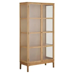 Hioshop Vigga vitrinekast 2 glazen deuren- 3 planken eik