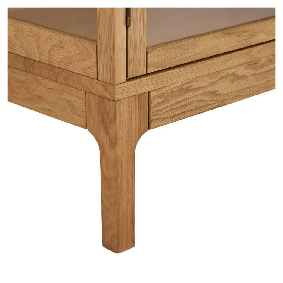 Hioshop Vigga vitrinekast 2 glazen deuren- 2 planken eik