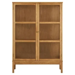 Hioshop Vigga vitrinekast 2 glazen deuren- 2 planken eik