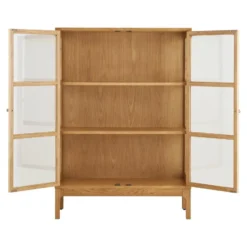 Hioshop Vigga vitrinekast 2 glazen deuren- 2 planken eik