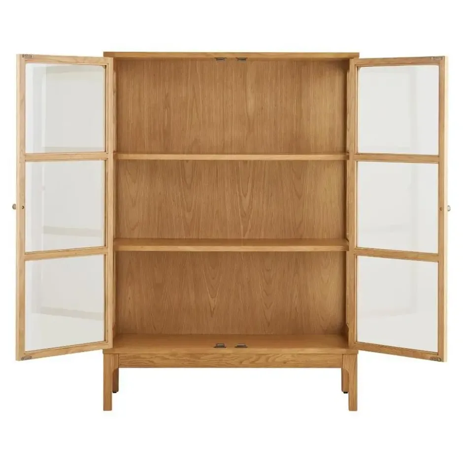 Hioshop Vigga vitrinekast 2 glazen deuren- 2 planken eik