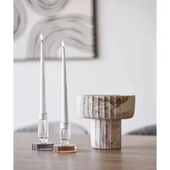 Hioshop Vilma kandelaar Ø8-5cm bruin- wit