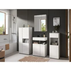 Hioshop Vira badkamerkast 3 deuren 1 vak wit hoogglans- wit