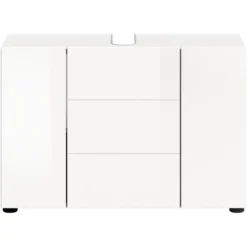 Hioshop Vira wastafel 3 deuren- 5 lades wit hoogglans- wit