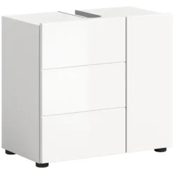 Hioshop Vira wastafel 2 deuren wit hoogglans- wit