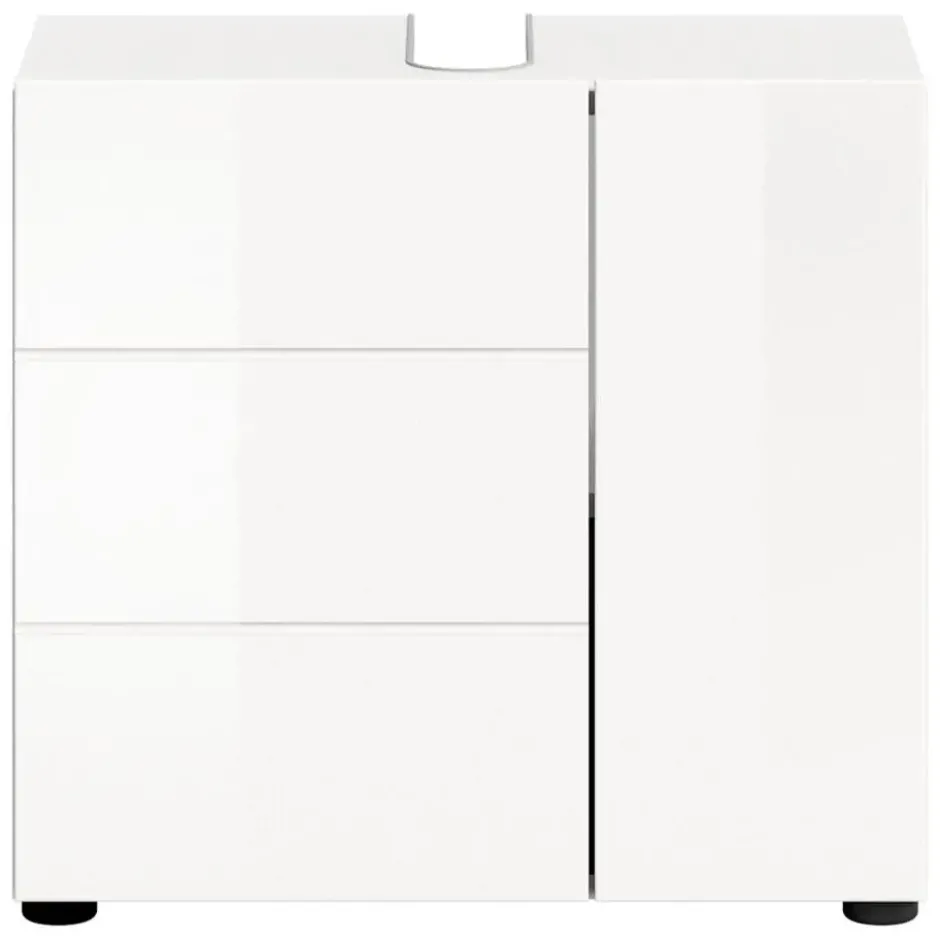 Hioshop Vira wastafel 2 deuren wit hoogglans- wit