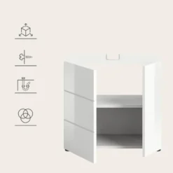 Hioshop Vira wastafel 2 deuren wit hoogglans- wit