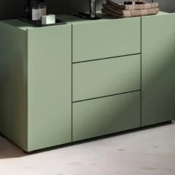 Hioshop Vira wastafel 3 deuren stoffig groen