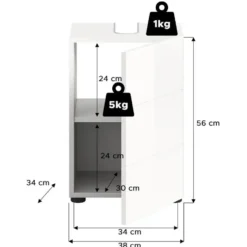 Hioshop Vira wastafel 1 deur wit hoogglans- wit