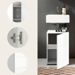 Hioshop Vira wastafel 1 deur wit hoogglans- wit