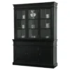 Hioshop Winkelkast buffetkast vitrine met opzet antiek zwart massief hout