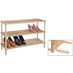 HI Schoenenrek - hout - 12 paar - 3 laags - 74 x 26 x 48 cm