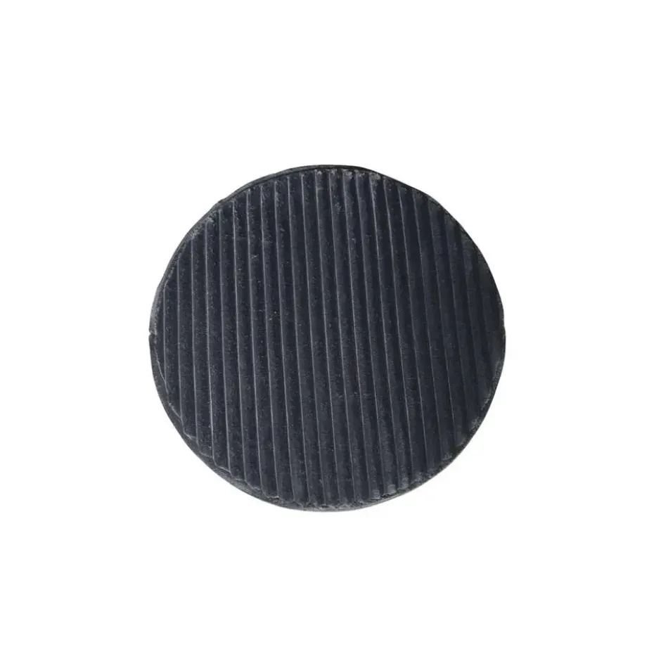 Hocker Rond Antraciet Ribstof - 60x60x32cm - Tilia