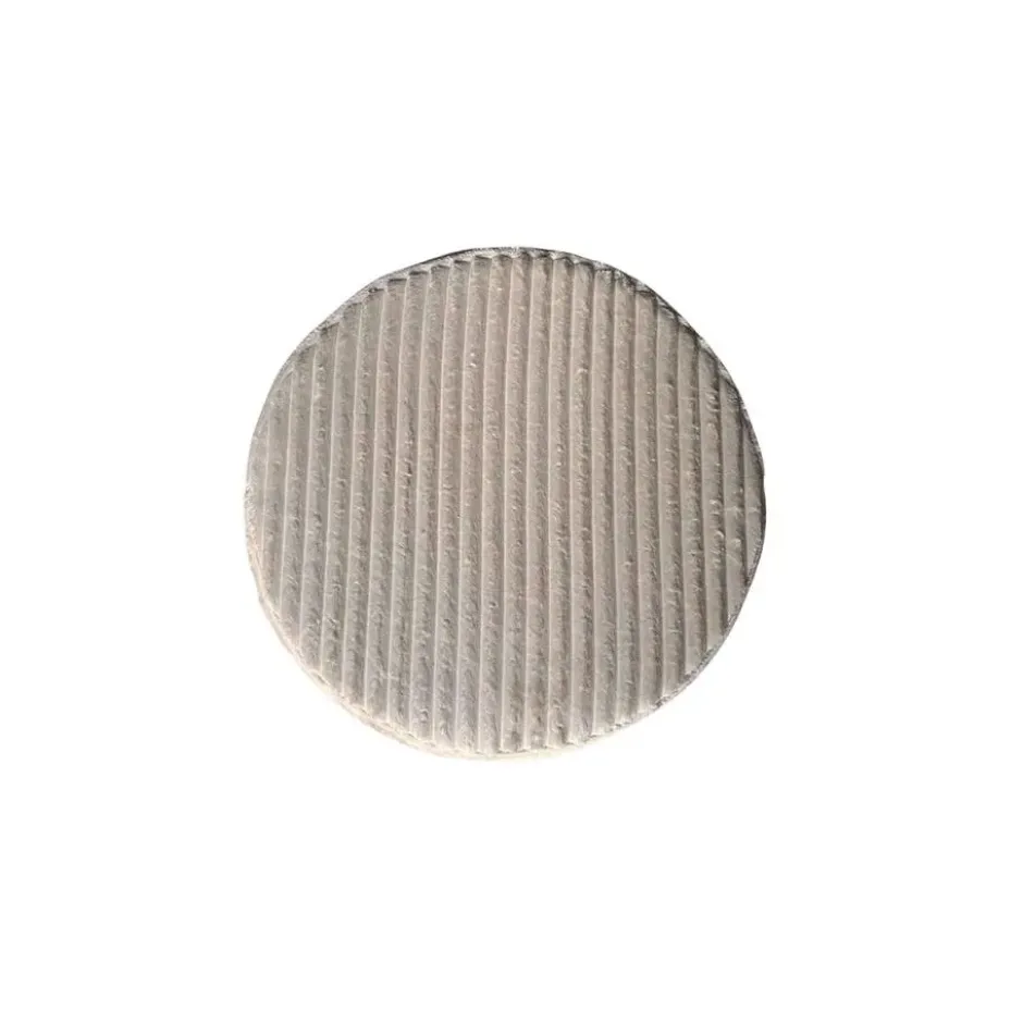 Hocker Rond Beige Ribstof - 60x60x32cm - Tilia