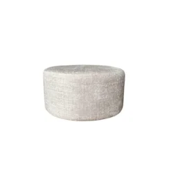 Hocker Rond Beige Stof - 60x60x32cm - Cremona