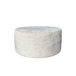 Hocker Rond Beige Stof - 80x80x39cm - Cremona
