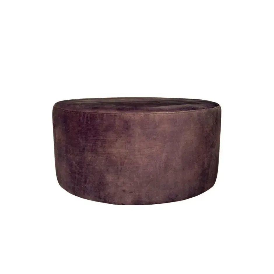 Hocker Rond Bruin Stof - 80x80x39cm - Adore