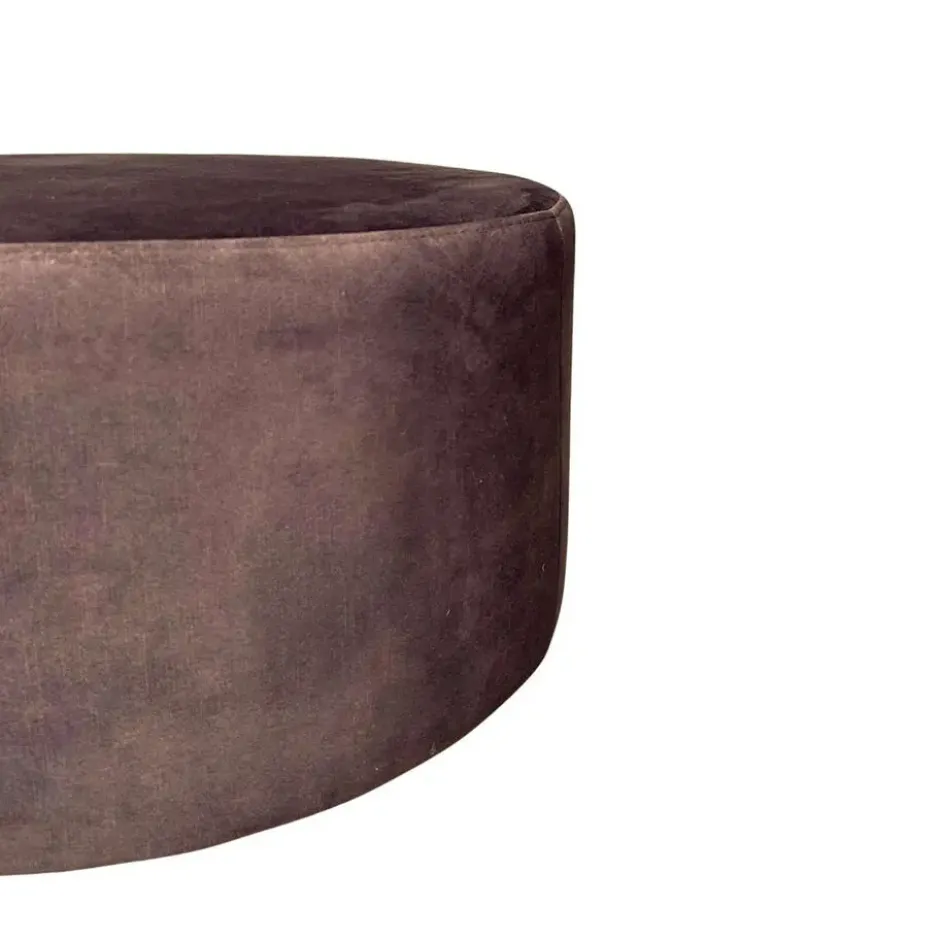 Hocker Rond Bruin Stof - 60x60x32cm - Adore
