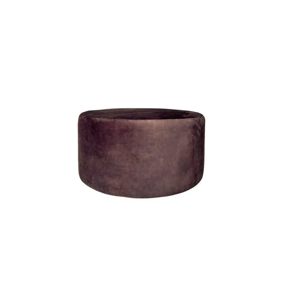 Hocker Rond Bruin Stof - 60x60x32cm - Adore