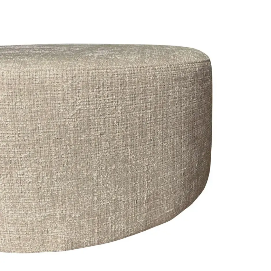Hocker Rond Taupe Stof - 80x80x39cm - Cremona