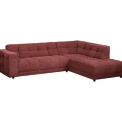 Hoekbank Charlotte met chaise longue rechts - Raven - wijnrood