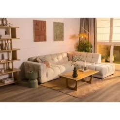 Hoekbank Charlotte met chaise longue rechts - Raven - beige