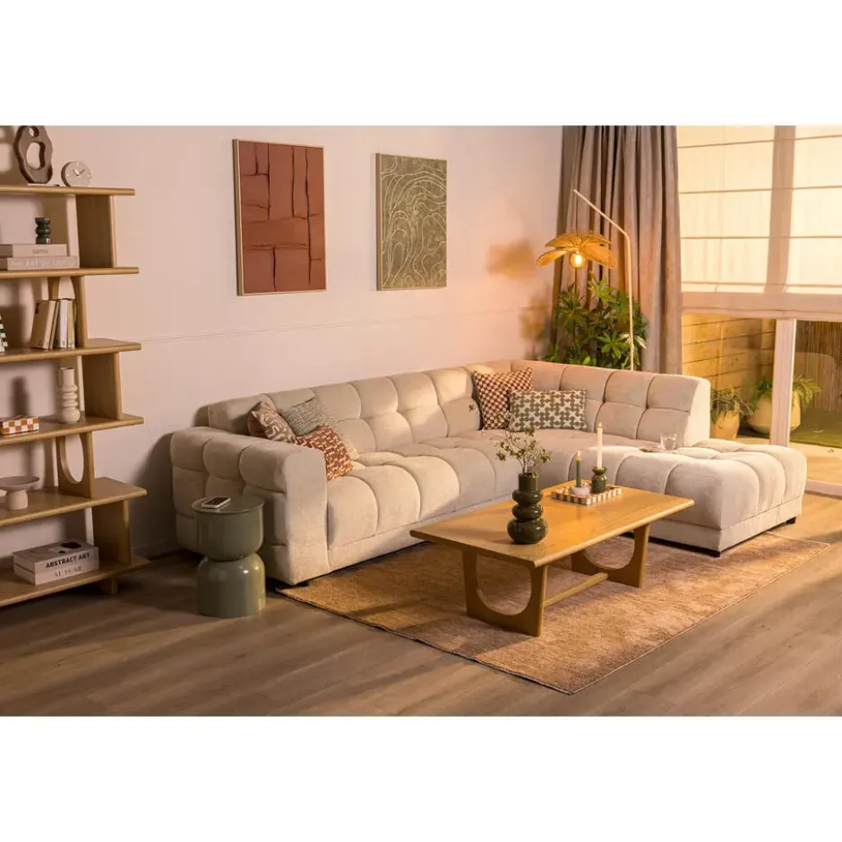Hoekbank Charlotte met chaise longue rechts - Raven - beige