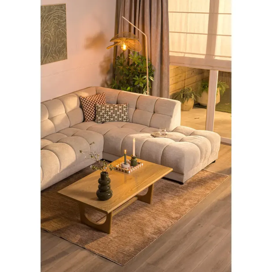Hoekbank Charlotte met chaise longue rechts - Raven - beige