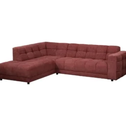 Hoekbank Charlotte met chaise longue links - Raven - wijnrood