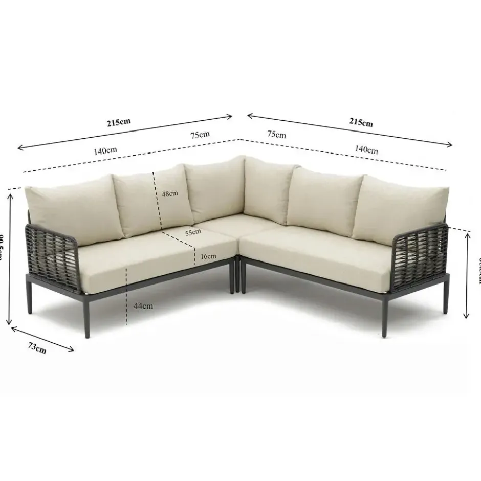 Hoek loungeset 5 personen Aluminium/wicker Grijs Coco Ibiza