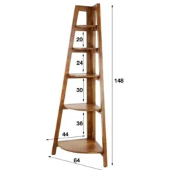 Hoekrek Jess mangohout 5 vakken - 44x64x148 cm - Mangohout - Bruin