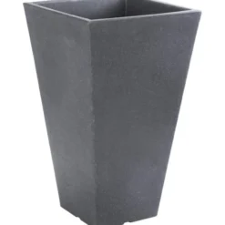Hoge bloempot - buiten - kunststof - antraciet - 24 x 24 x 35 cm